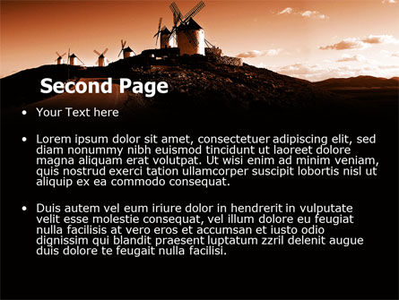 La Mancha's Windmills Free PowerPoint Template, Slide 2, 06670, Nature & Environment — PoweredTemplate.com