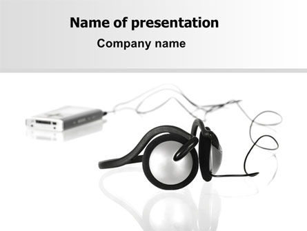 Plantilla de PowerPoint - auriculares para reproductor de mp3, Gratis Plantilla de PowerPoint, 06671, Art & Entertainment — PoweredTemplate.com