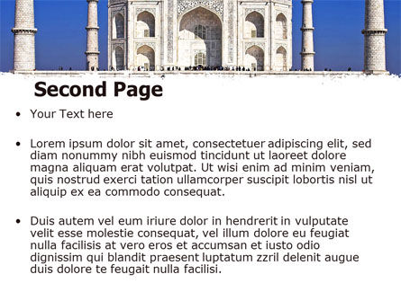 Indian Taj Mahal PowerPoint Template, Slide 2, 06690, Religious/Spiritual — PoweredTemplate.com