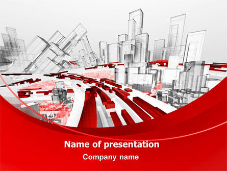 Abstract City Collapse PowerPoint Template, Free PowerPoint Template, 06774, Construction — PoweredTemplate.com