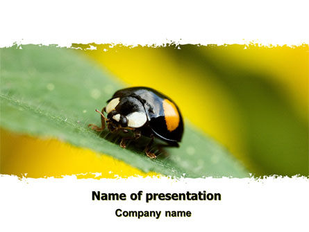Bug On Green Leaf PowerPoint Template, Free PowerPoint Template, 06797, Animals and Pets — PoweredTemplate.com