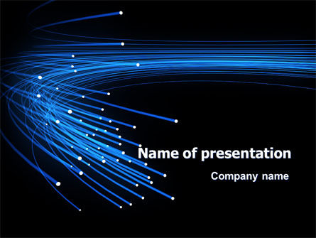 Blue Optic Fibers PowerPoint Template, PowerPoint Template, 07052, Technology and Science — PoweredTemplate.com