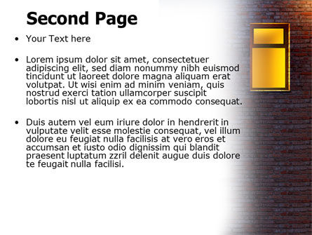 Yellow Window On The Brick Wall PowerPoint Template, Slide 2, 07152, Consulting — PoweredTemplate.com