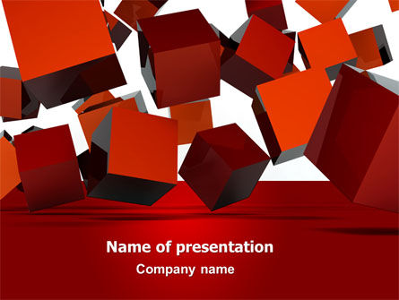 3D Red Cubes PowerPoint Template, Free PowerPoint Template, 07394, 3D — PoweredTemplate.com