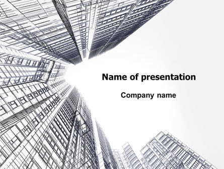 Plantilla de PowerPoint - centro de negocios en modo gráfico, 07460, Construcción — PoweredTemplate.com
