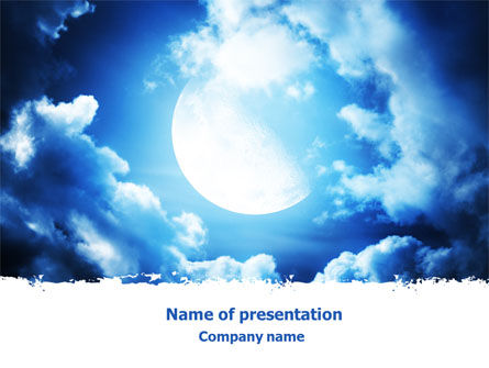 满月在云层PowerPoint模板, 免费 PowerPoint模板, 07497, 自然与环境 — PoweredTemplate.com
