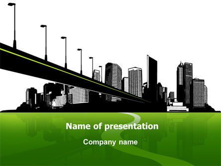 Stadsvoorsteden PowerPoint Template, Gratis PowerPoint-sjabloon, 07584, Constructie — PoweredTemplate.com