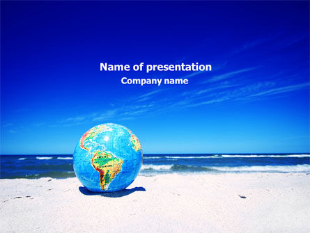 Globe On A Shore PowerPoint Template, 07727, Nature & Environment — PoweredTemplate.com