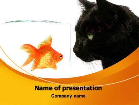 Fish and Cat PowerPoint Template, 07779, Business Concepts — PoweredTemplate.com