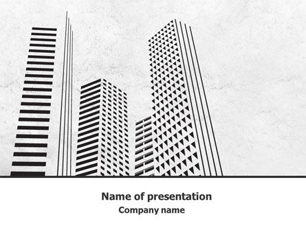 Gray Skyscrapers Free PowerPoint Template, PowerPoint Template, 07974, Construction — PoweredTemplate.com