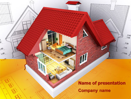 House Model Creation PowerPoint Template, Free PowerPoint Template, 08092, Construction — PoweredTemplate.com