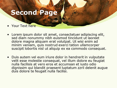 Modèle PowerPoint gratuit de deux rhinocéros, Diapositive 2, 08438, Animaux de compagnie — PoweredTemplate.com