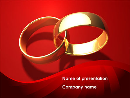 鮮やかな赤い背景に結婚指輪 - PowerPointテンプレート, PowerPointテンプレート, 08582, 休日／特別行事 — PoweredTemplate.com