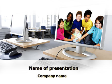 コンピュータ講座 - PowerPointテンプレート, 無料 PowerPointテンプレート, 08819, Education & Training — PoweredTemplate.com