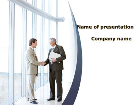 Business Meeting In A Lobby PowerPoint Template, Free PowerPoint Template, 08985, People — PoweredTemplate.com