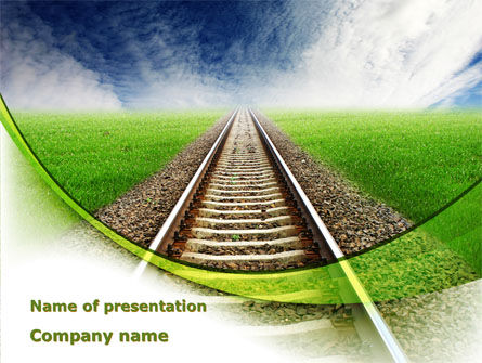 Plantilla de PowerPoint - ferrocarril que se extiende en la distancia azul, Gratis Plantilla de PowerPoint, 09084, Coches y transporte — PoweredTemplate.com