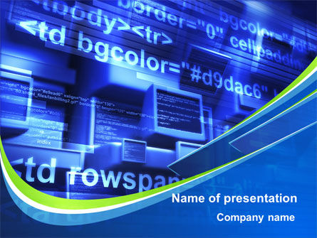 蓝色显示器PowerPoint模板, 免费 PowerPoint模板, 09121, 技术与科学 — PoweredTemplate.com