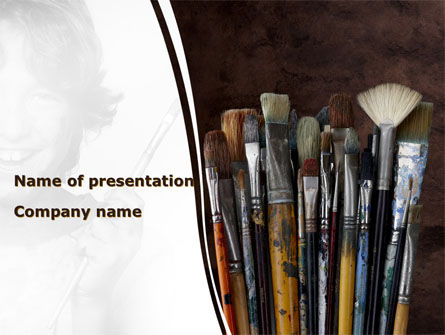 Painting Brushes PowerPoint Template, PowerPoint Template, 09137, Art & Entertainment — PoweredTemplate.com