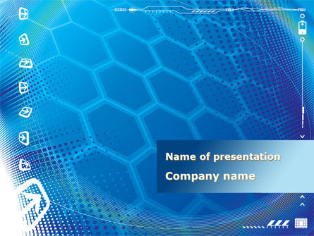 抽象的な青い細胞 - PowerPointテンプレート, 無料 PowerPointテンプレート, 09166, 技術＆科学 — PoweredTemplate.com