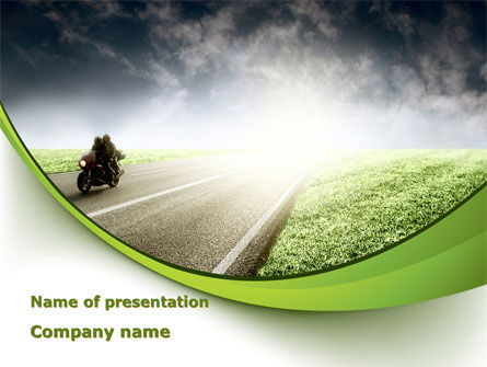 Bike On The Road PowerPoint Template, Free PowerPoint Template, 09202, Cars and Transportation — PoweredTemplate.com