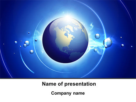Blauw Gekleurde Wereld PowerPoint Template, PowerPoint-sjabloon, 09308, Globaal — PoweredTemplate.com