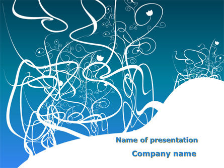 Witte Bloemen Blauw Patroon PowerPoint Template, PowerPoint-sjabloon, 09482, Abstract/Textuur — PoweredTemplate.com