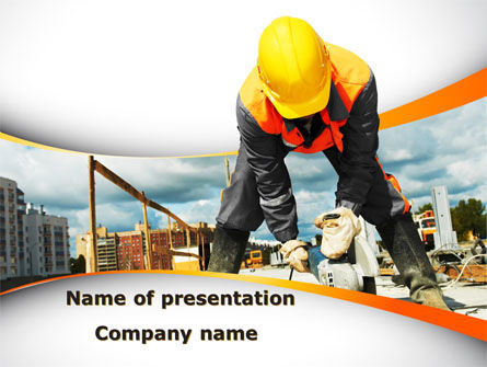 Builder On Construction Site Portrait PowerPoint Template, Free PowerPoint Template, 09566, Construction — PoweredTemplate.com