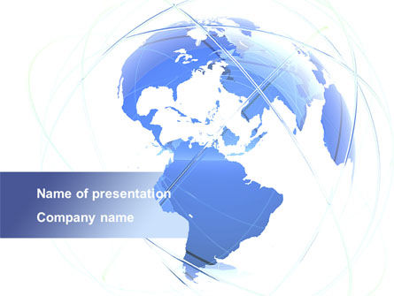 Modelo do PowerPoint - azul globo silueta, Modelo do PowerPoint, 09605, Global — PoweredTemplate.com
