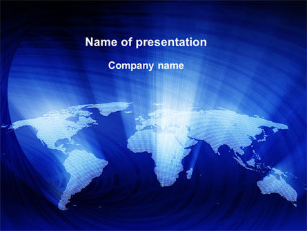 Modèle PowerPoint de carte du monde en bleu, Modele PowerPoint, 09638, Mondial — PoweredTemplate.com