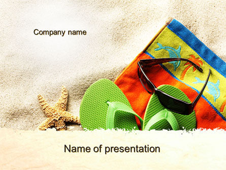 拖鞋在沙滩上PowerPoint模板, PowerPoint模板, 09867, 健康和休闲 — PoweredTemplate.com