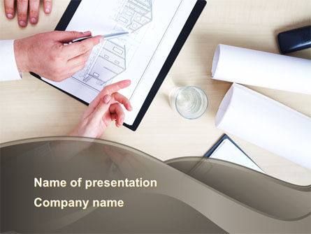 Cottage Draft Discussion PowerPoint Template, Free PowerPoint Template, 09944, Construction — PoweredTemplate.com