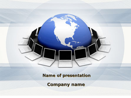 コンピュータに囲まれた地球 - PowerPointテンプレート, PowerPointテンプレート, 09955, コンピューター — PoweredTemplate.com