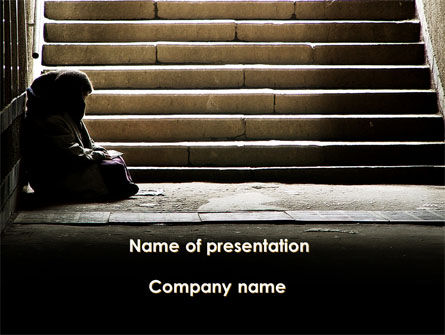 Panhandler On The Stairs PowerPoint Template, Free PowerPoint Template, 09973, Religious/Spiritual — PoweredTemplate.com