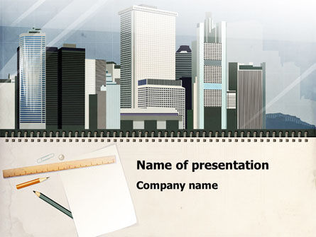 Architectonische Plan Van Stadsdeel PowerPoint Template, Gratis PowerPoint-sjabloon, 10006, Constructie — PoweredTemplate.com