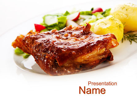 Pork Ribs with Potatoes PowerPoint Template, 10010, Food & Beverage — PoweredTemplate.com