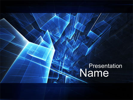 蓝色立方体在抽象的洞PowerPoint模板, 免费 PowerPoint模板, 10015, 抽象/纹理 — PoweredTemplate.com