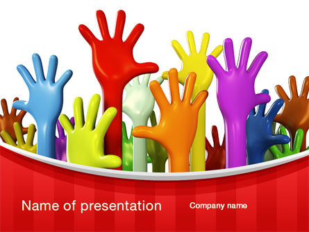 3D Hands Up PowerPoint Template, PowerPoint Template, 10585, Religious/Spiritual — PoweredTemplate.com