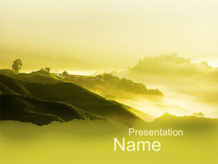 Morning on Tea Plantation PowerPoint Template, 10644, Agriculture — PoweredTemplate.com