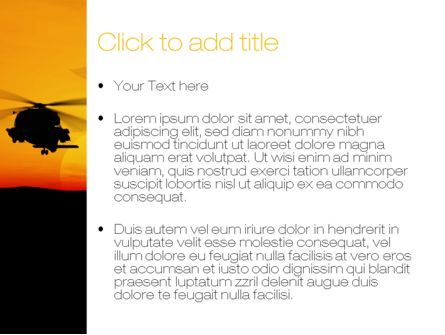 Modèle PowerPoint de hélicoptères au coucher du soleil, Diapositive 3, 10662, Militaire — PoweredTemplate.com