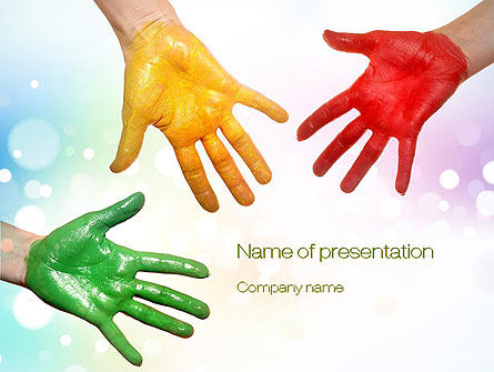 Painted Hands PowerPoint Template, PowerPoint Template, 10680, Education & Training — PoweredTemplate.com