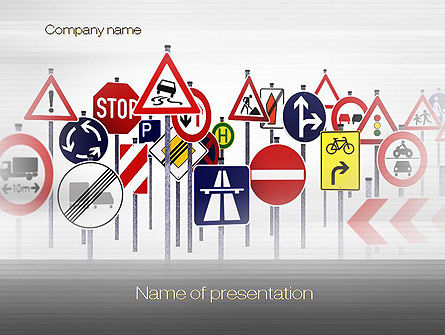Road Signs PowerPoint Template, PowerPoint Template, 10742, Education & Training — PoweredTemplate.com