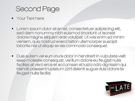 Modèle PowerPoint de horloge trop tardive, Diapositive 2, 10767, Concepts commerciaux — PoweredTemplate.com