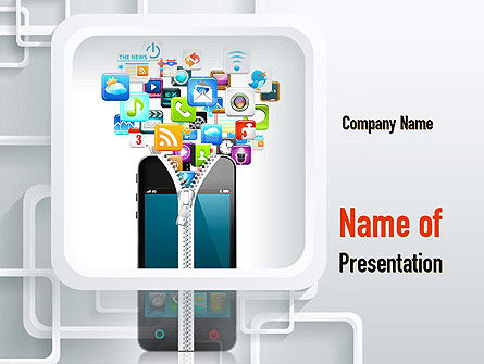 Smartphone Applications PowerPoint Template, PowerPoint Template, 10847, Technology and Science — PoweredTemplate.com
