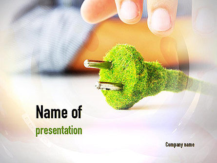 Green Plug PowerPoint Template, Gratis PowerPoint-sjabloon, 10890, Natuur & Milieu — PoweredTemplate.com