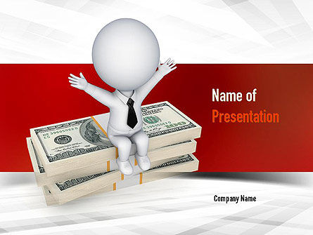 Modèle PowerPoint de assis sur des sacs en dollars, Modele PowerPoint, 10987, Finance / Comptabilité — PoweredTemplate.com