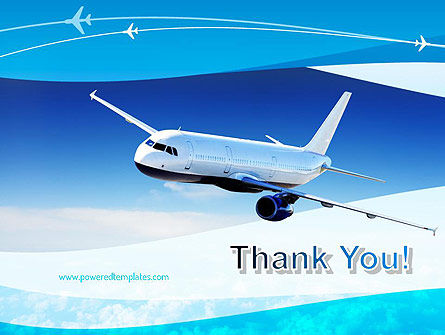 Airplane in the Sky PowerPoint Template, Backgrounds | 11052 ...