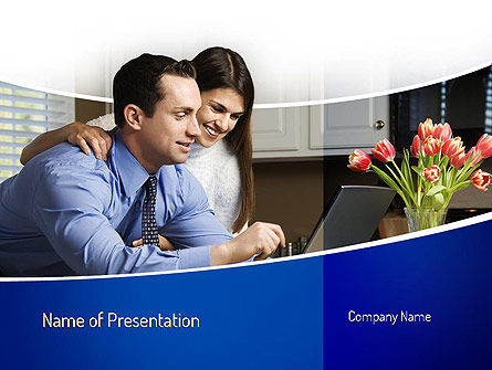 Couple Looking at Laptop Computer PowerPoint Template, Free PowerPoint Template, 11060, People — PoweredTemplate.com