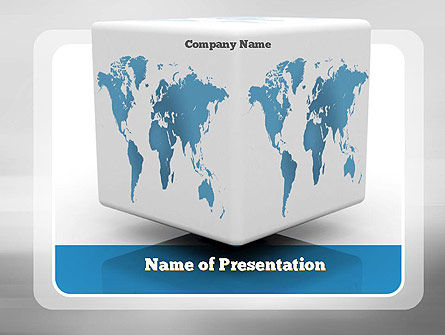 Cube World Map PowerPoint Template, Gratis PowerPoint-sjabloon, 11126, Globaal — PoweredTemplate.com