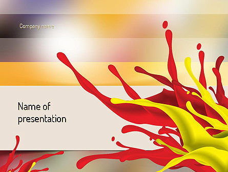 Rode En Gele Verfplons PowerPoint Template, Gratis PowerPoint-sjabloon, 11196, Abstract/Textuur — PoweredTemplate.com