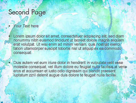 Turquoise Aquarel Vlekken PowerPoint Template, Dia 2, 11456, Abstract/Textuur — PoweredTemplate.com